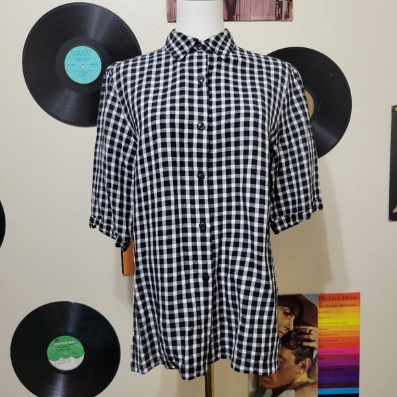 Rafaella | Black & White Gingham Button-Up - Picture 1 of 5